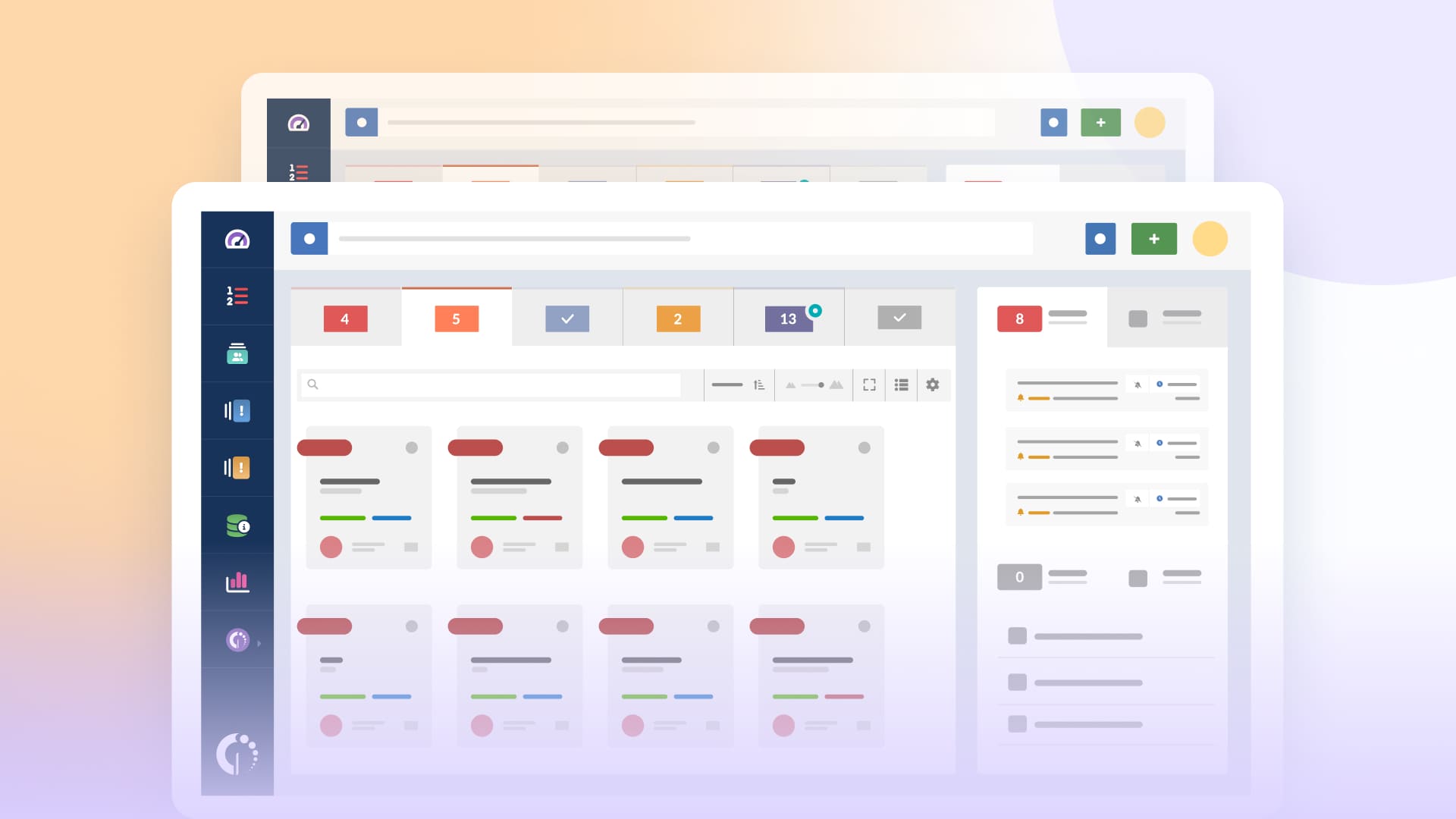A UI mockup of a clean ticket management interface
